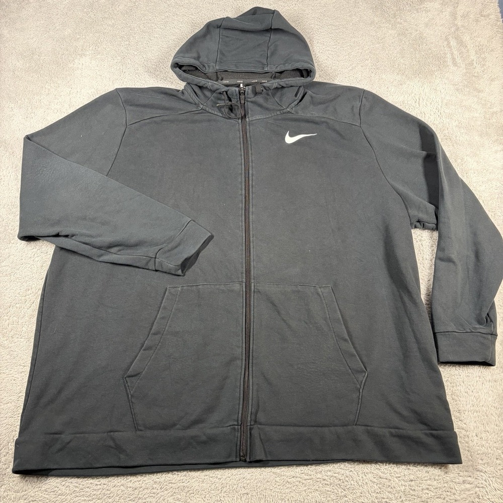 Nike Hoodie Dri Fit Mens 4XL Black Full Zip Sweater Athletic Lounge Casual